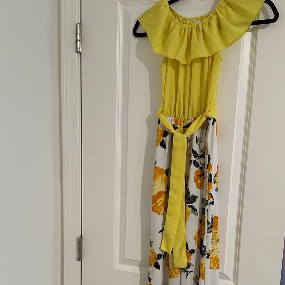 Yellow Ruffle Jumpsuit with Floral Print